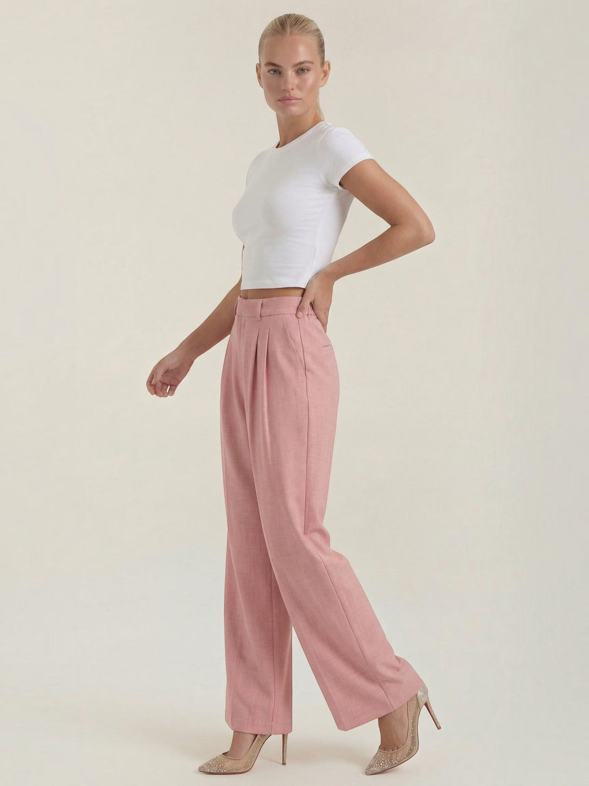 Courtney Pantalon Large Taille Haute