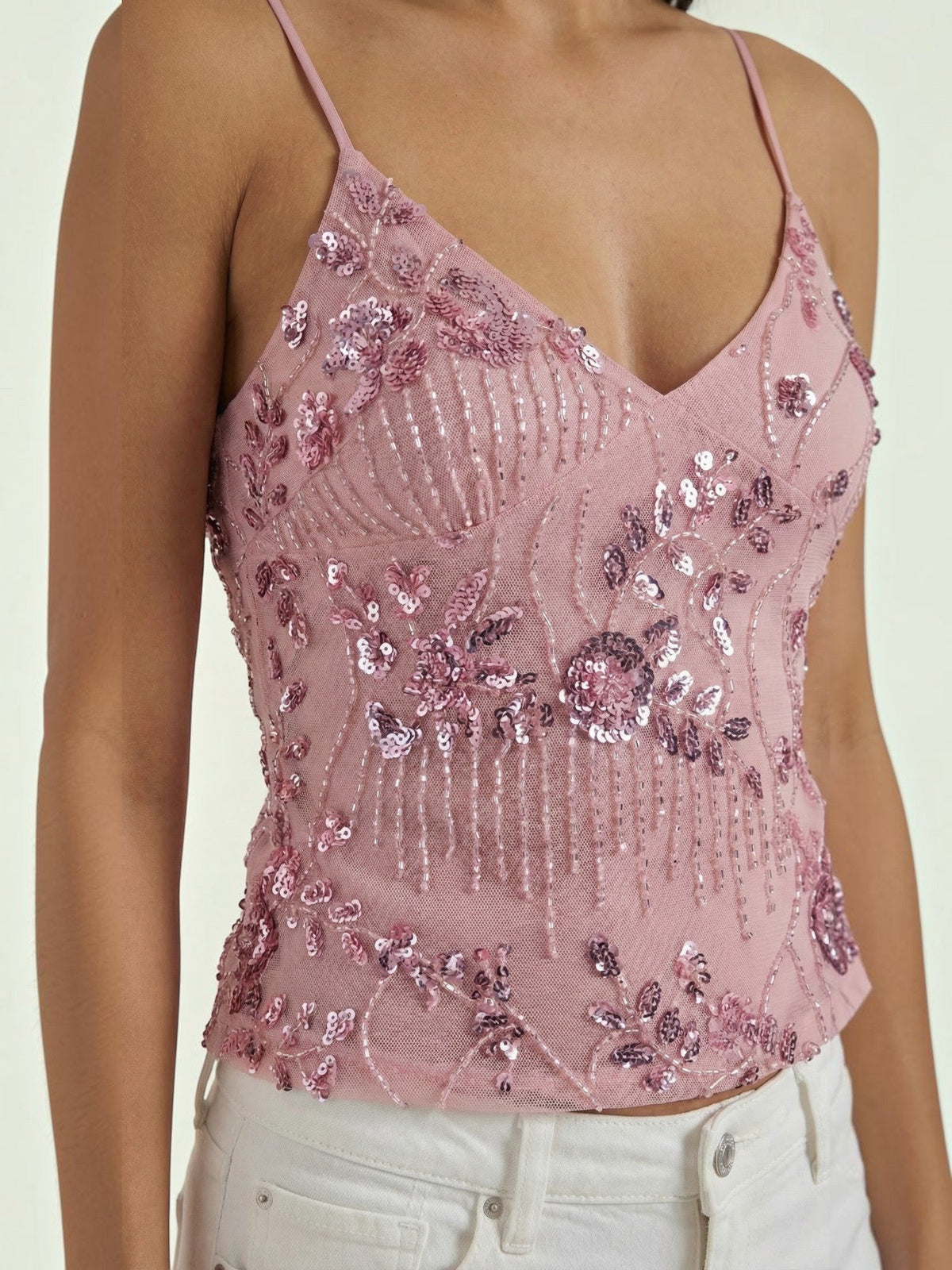 Dottie Top À Sequins Col V