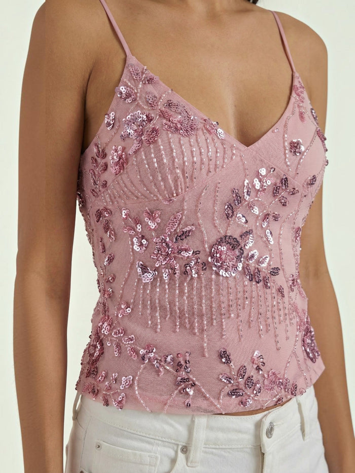 Dottie Top À Sequins Col V