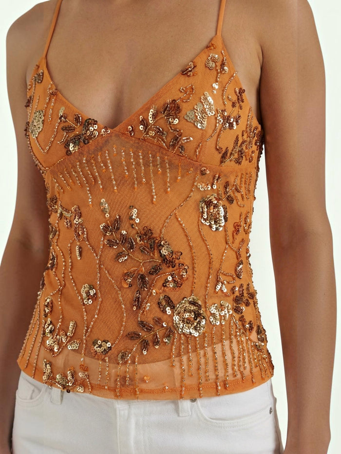 Dottie Top À Sequins Col V