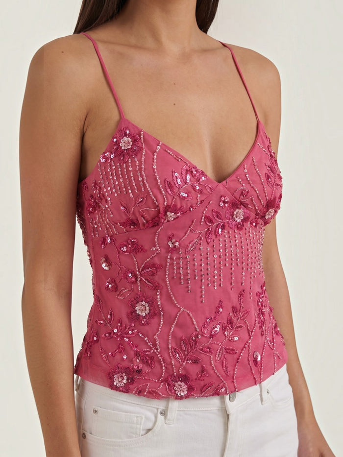Dottie Top À Sequins Col V