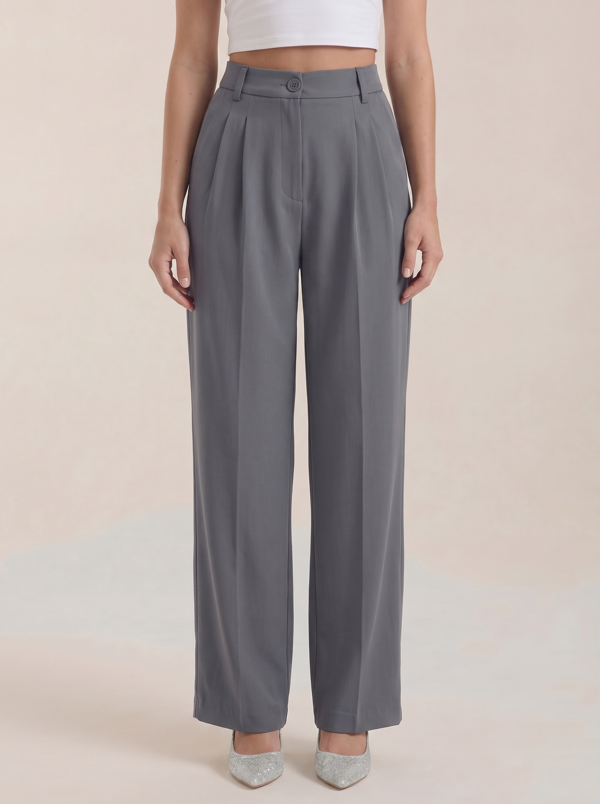 Rebecca Pantalon Taille Haute En Tissu