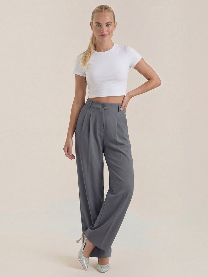 Rebecca Pantalon Taille Haute En Tissu
