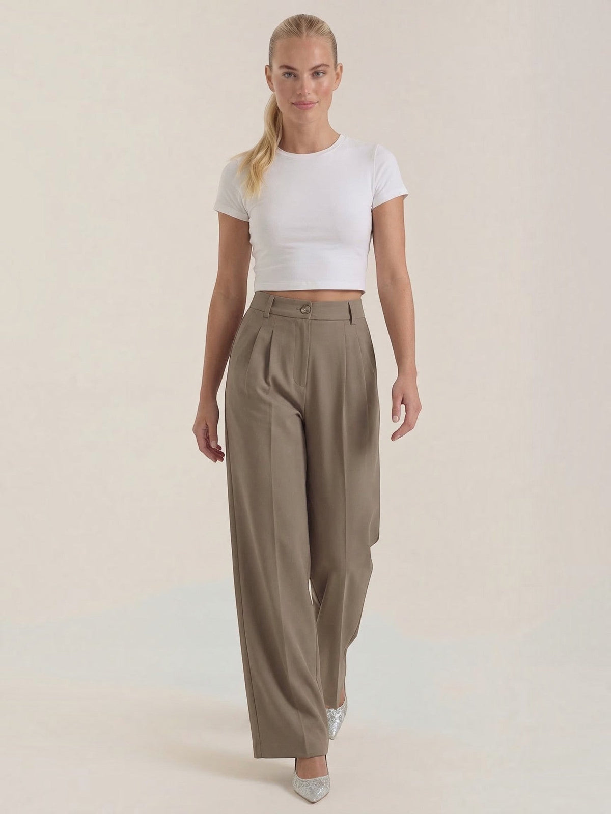 Rebecca Pantalon Taille Haute En Tissu