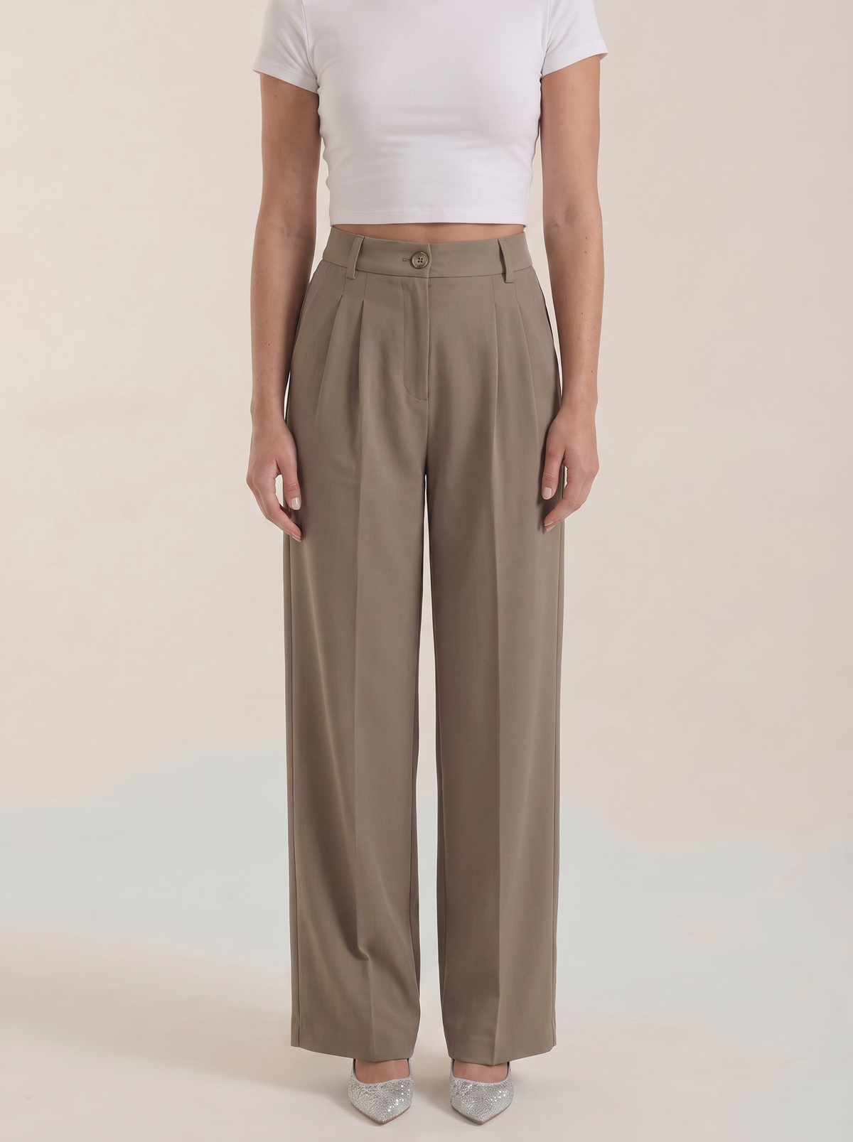 Rebecca Pantalon Taille Haute En Tissu