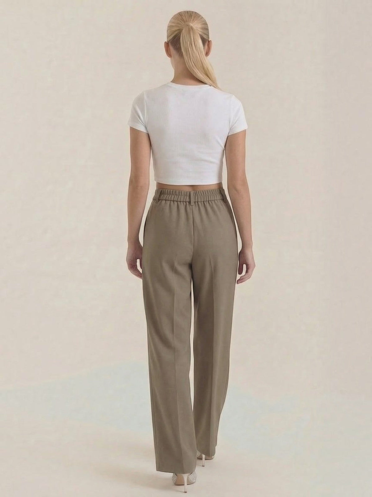 Rebecca Pantalon Taille Haute En Tissu