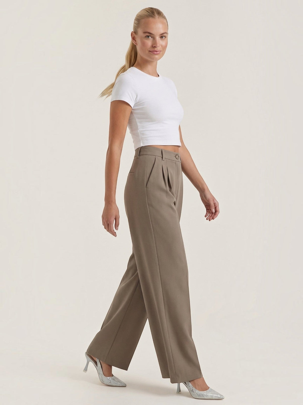 Rebecca Pantalon Taille Haute En Tissu