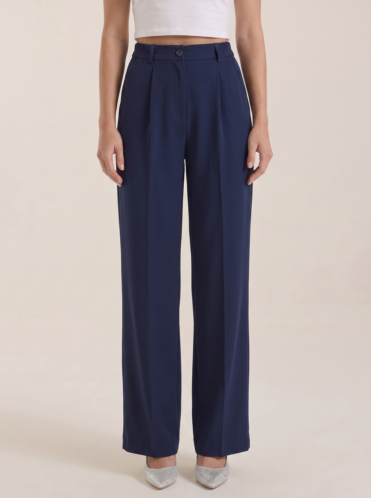 Rebecca Pantalon Taille Haute En Tissu