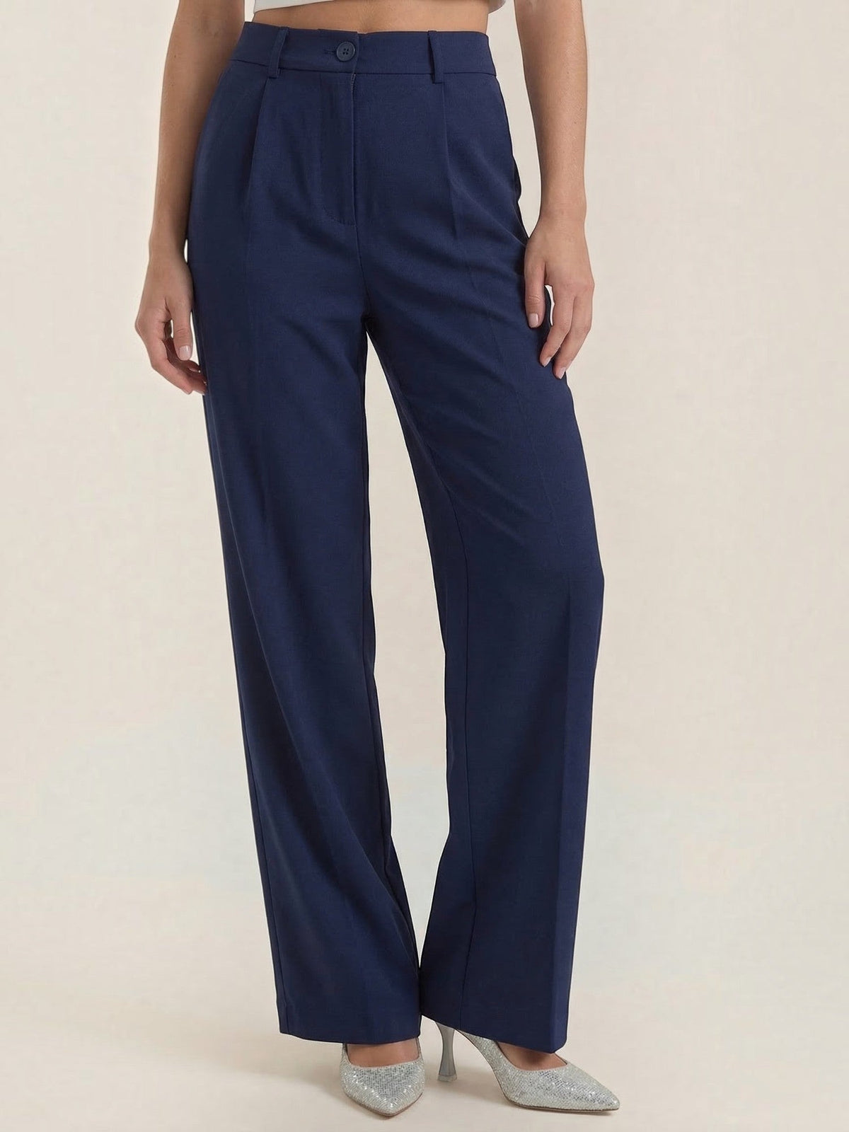 Rebecca Pantalon Taille Haute En Tissu