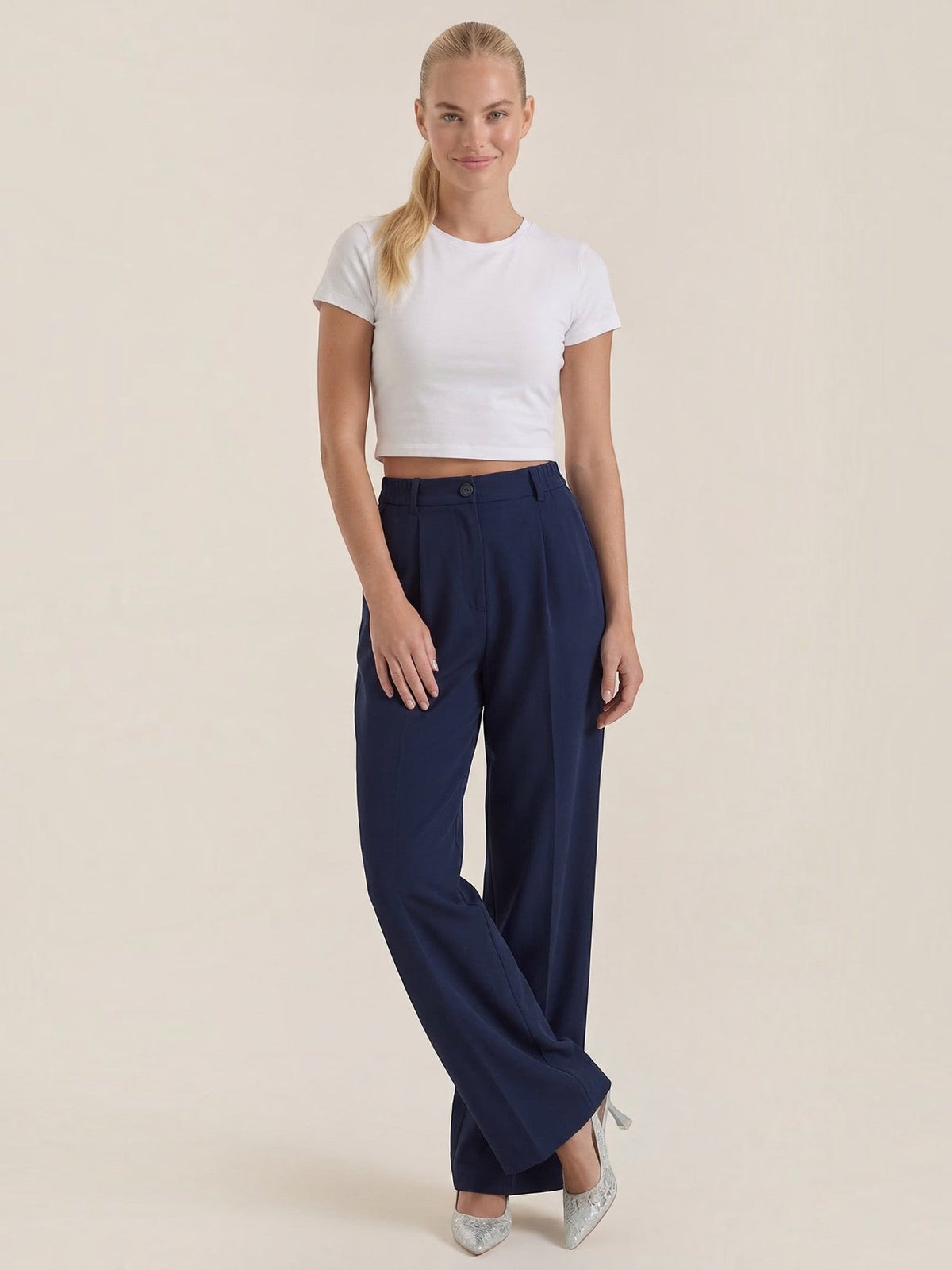 Rebecca Pantalon Taille Haute En Tissu