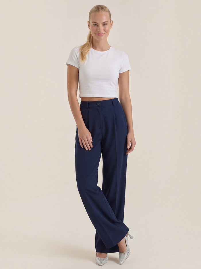 Rebecca Pantalon Taille Haute En Tissu