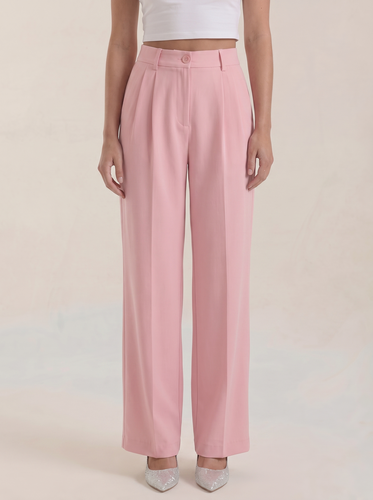 Rebecca Pantalon Taille Haute En Tissu