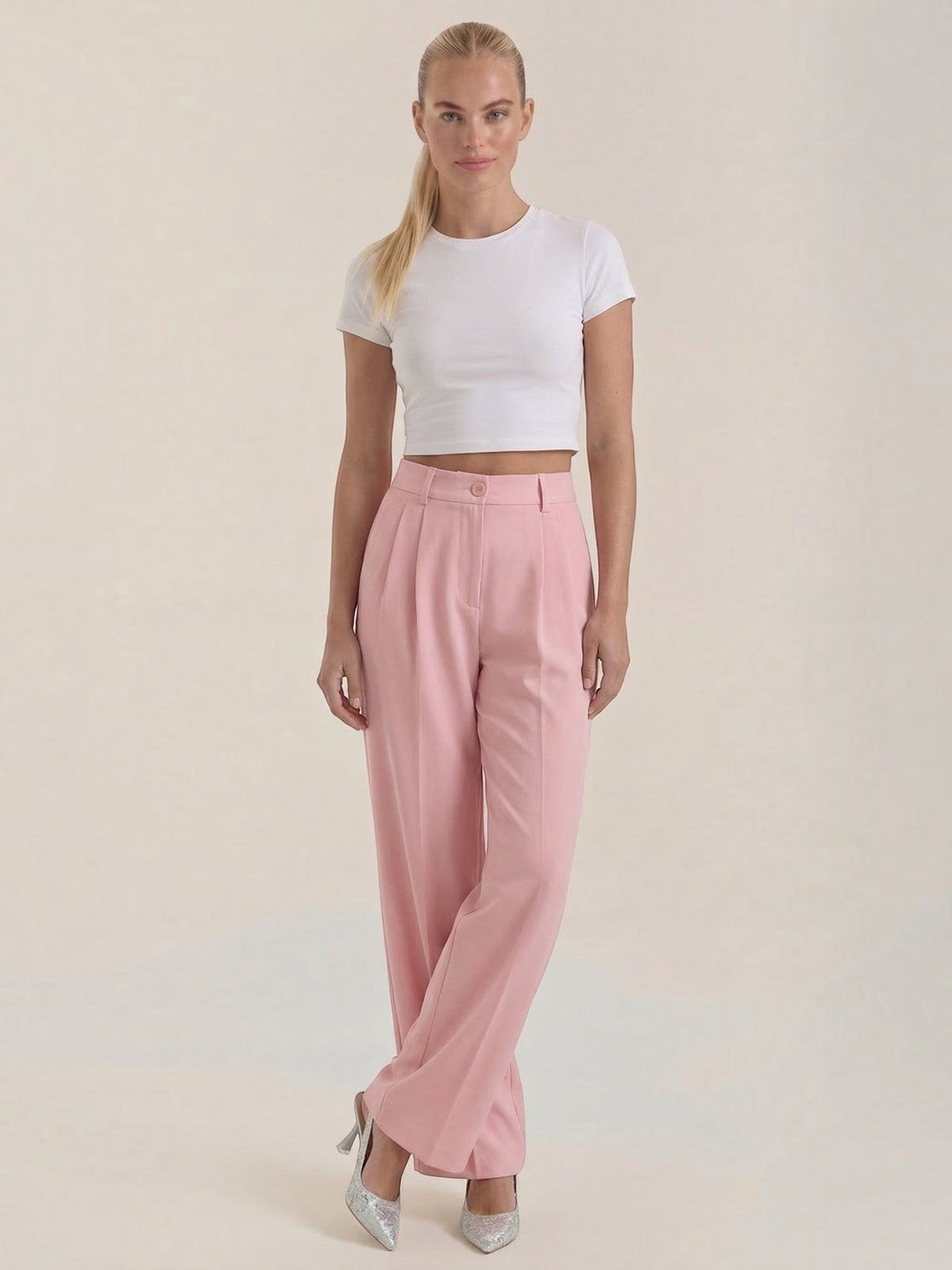 Rebecca Pantalon Taille Haute En Tissu