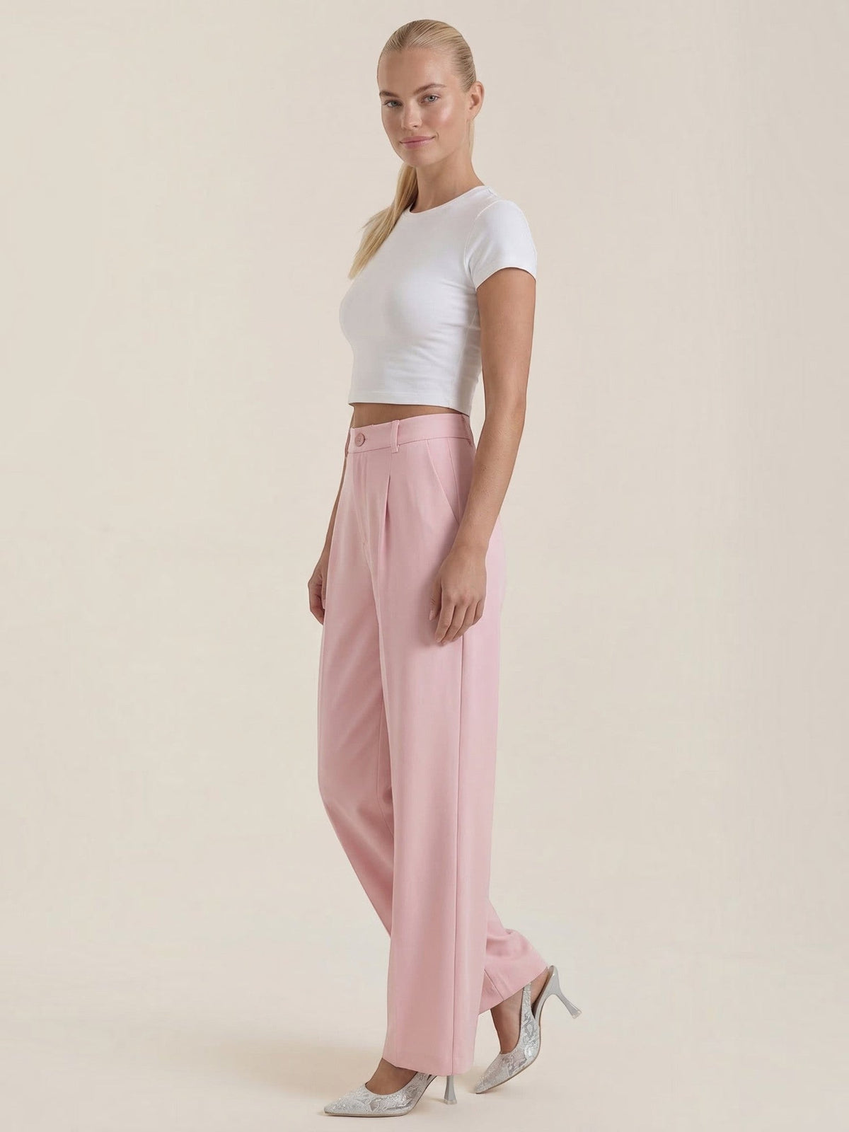 Rebecca Pantalon Taille Haute En Tissu