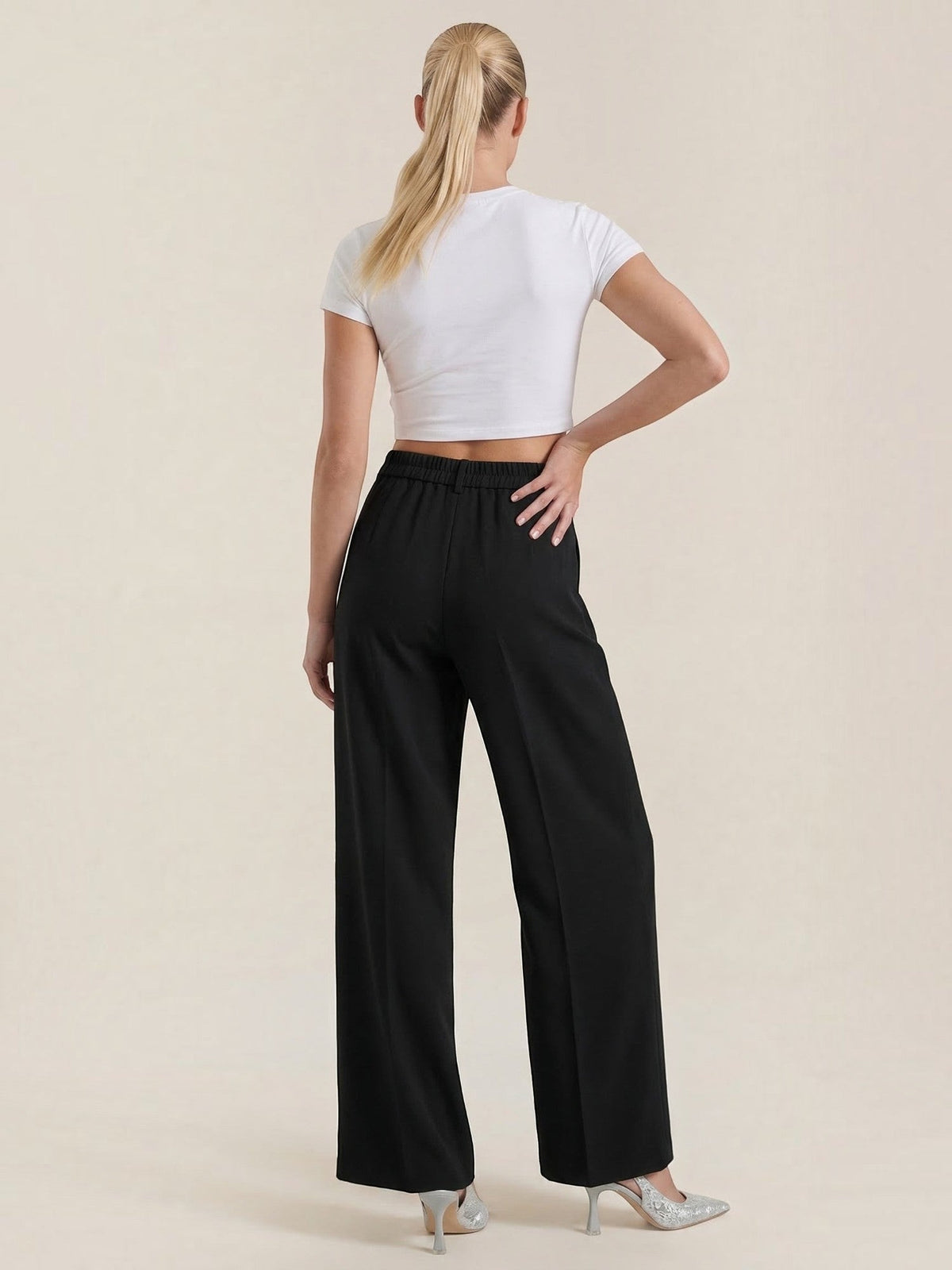 Rebecca Pantalon Taille Haute En Tissu