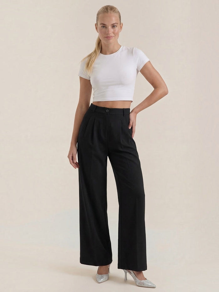 Rebecca Pantalon Taille Haute En Tissu