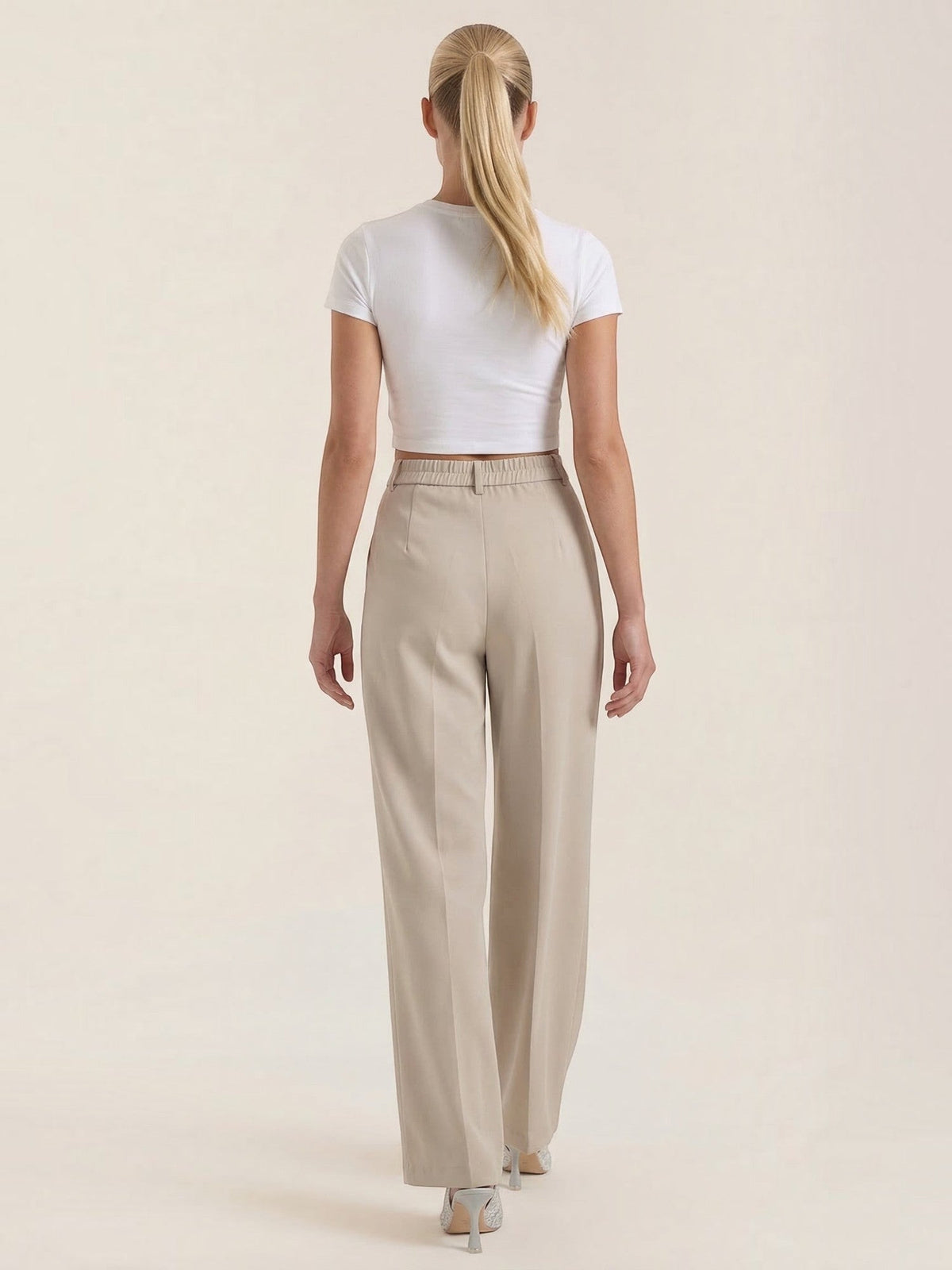 Rebecca Pantalon Taille Haute En Tissu