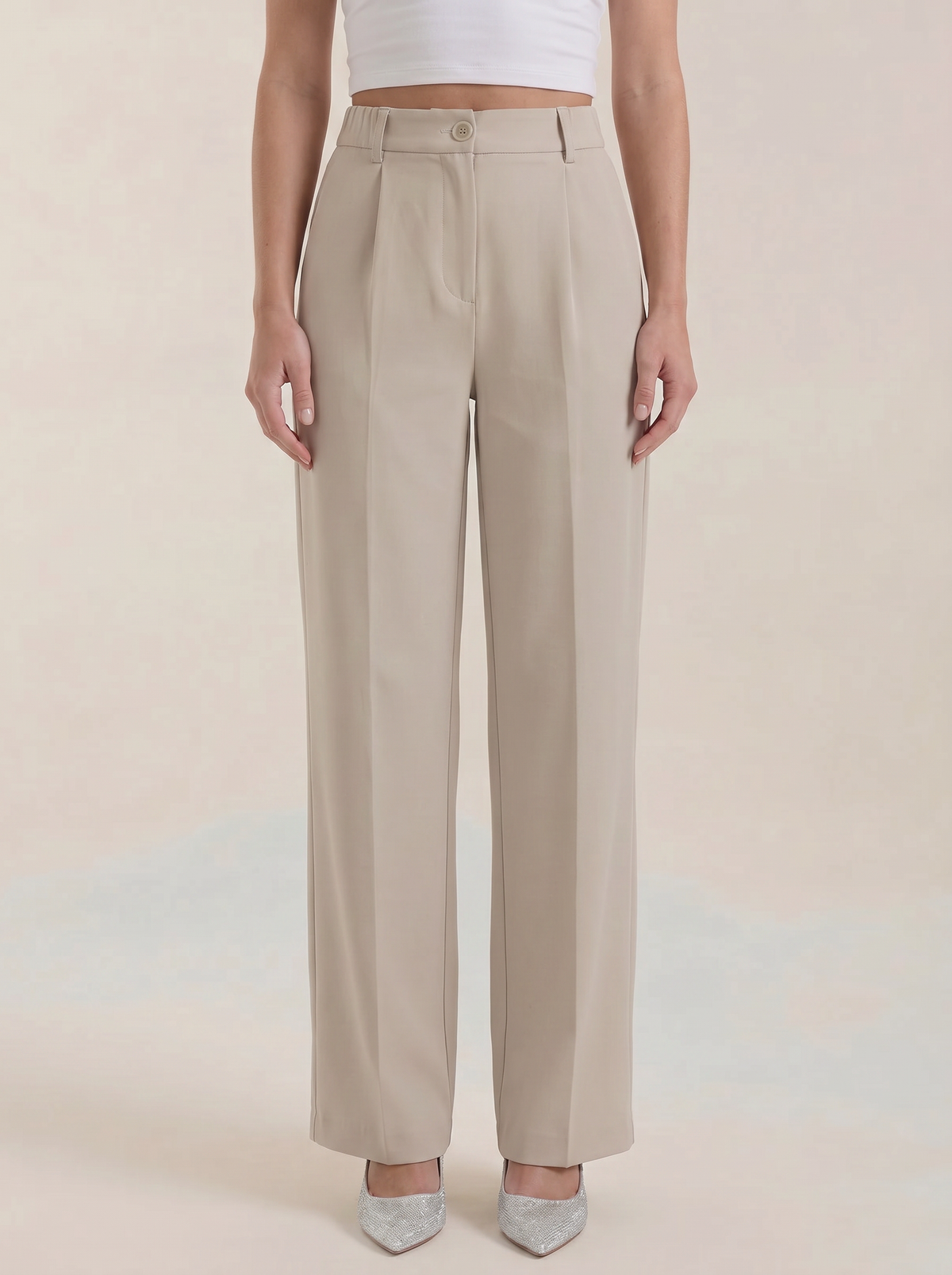 Rebecca Pantalon Taille Haute En Tissu