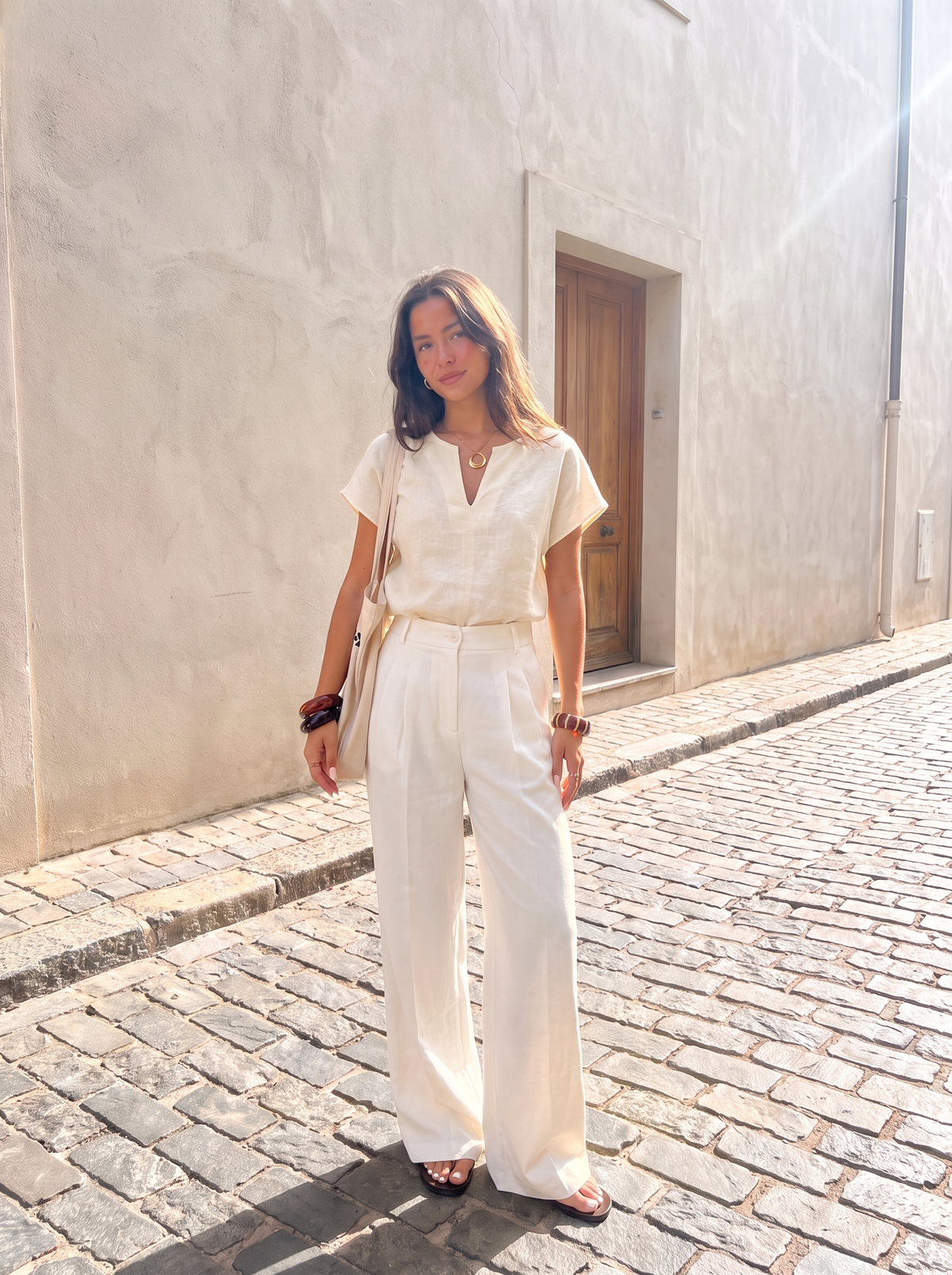 Rebecca Pantalon Taille Haute En Tissu