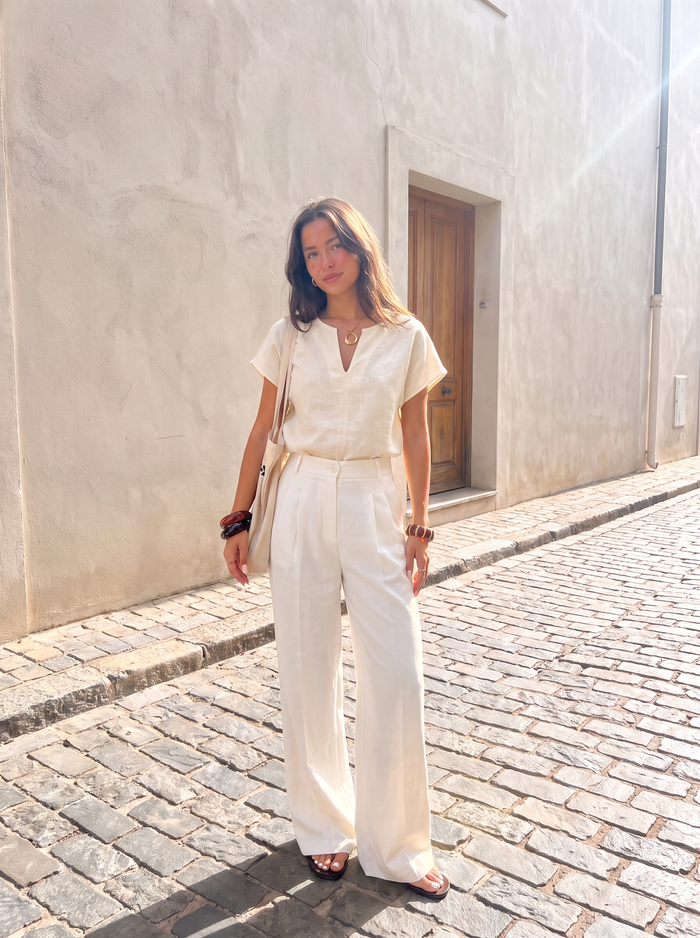 Rebecca Pantalon Taille Haute En Tissu