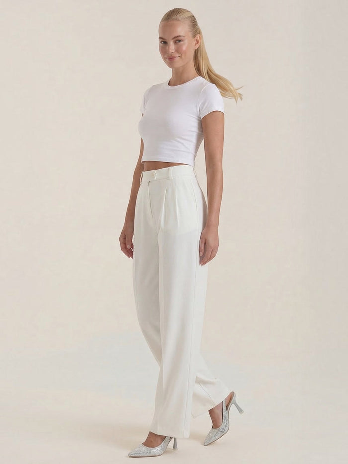 Rebecca Pantalon Taille Haute En Tissu