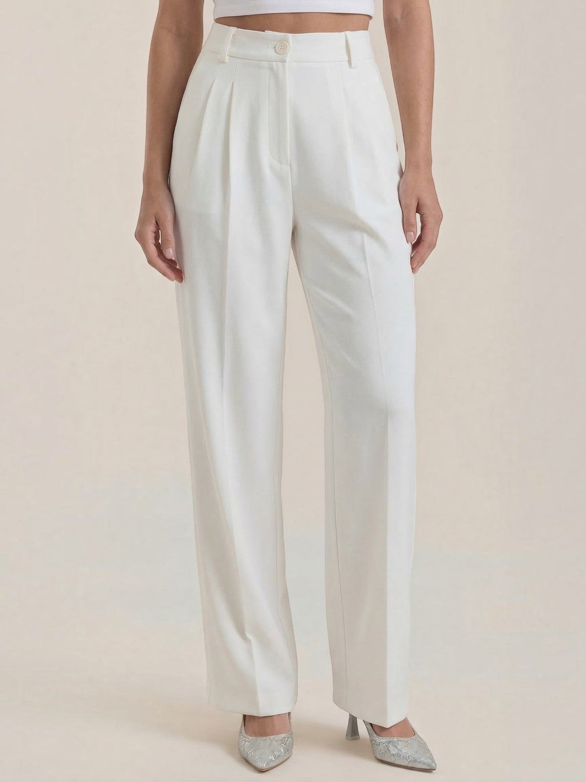 Rebecca Pantalon Taille Haute En Tissu