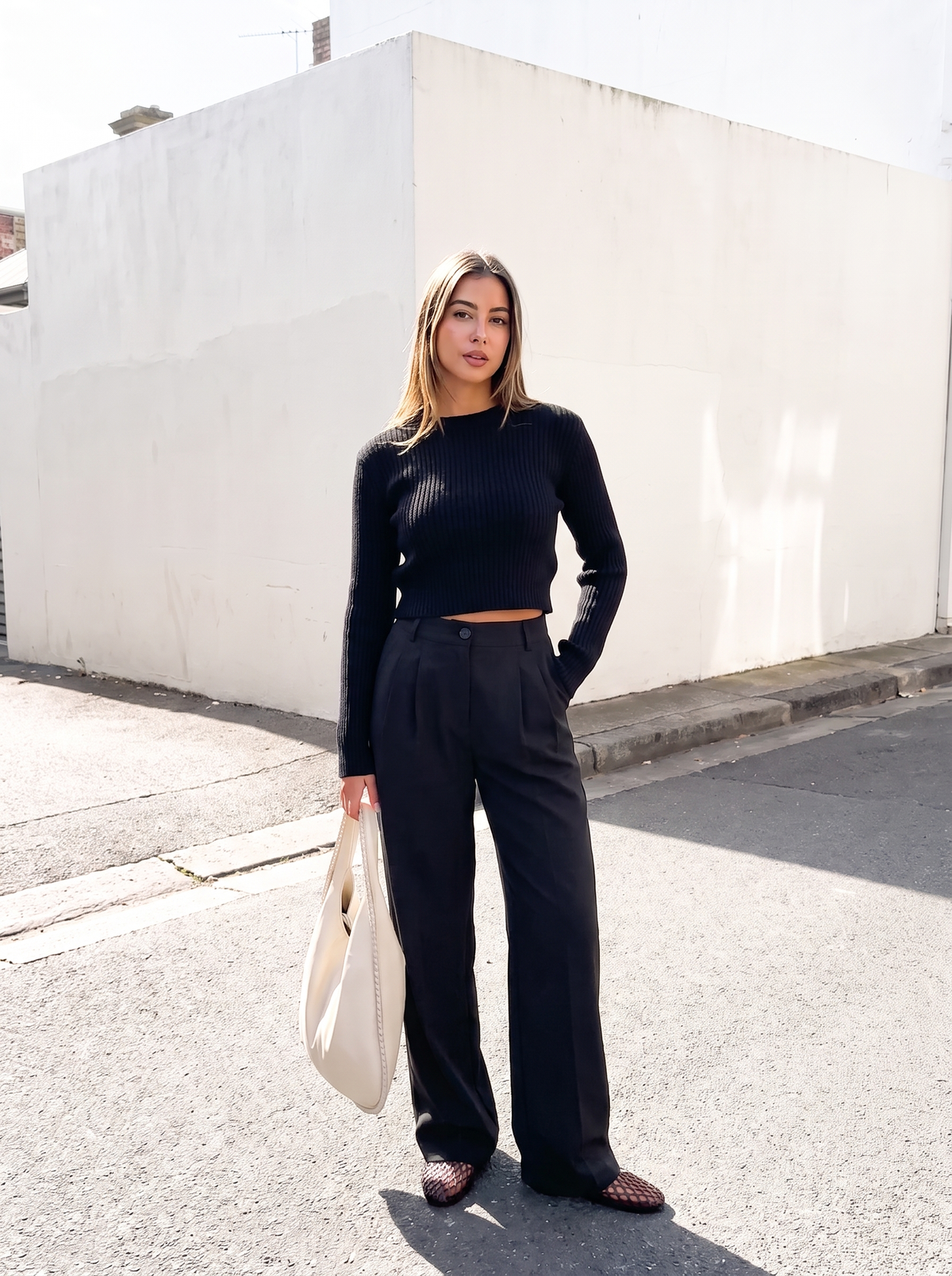 Rebecca Pantalon Taille Haute En Tissu