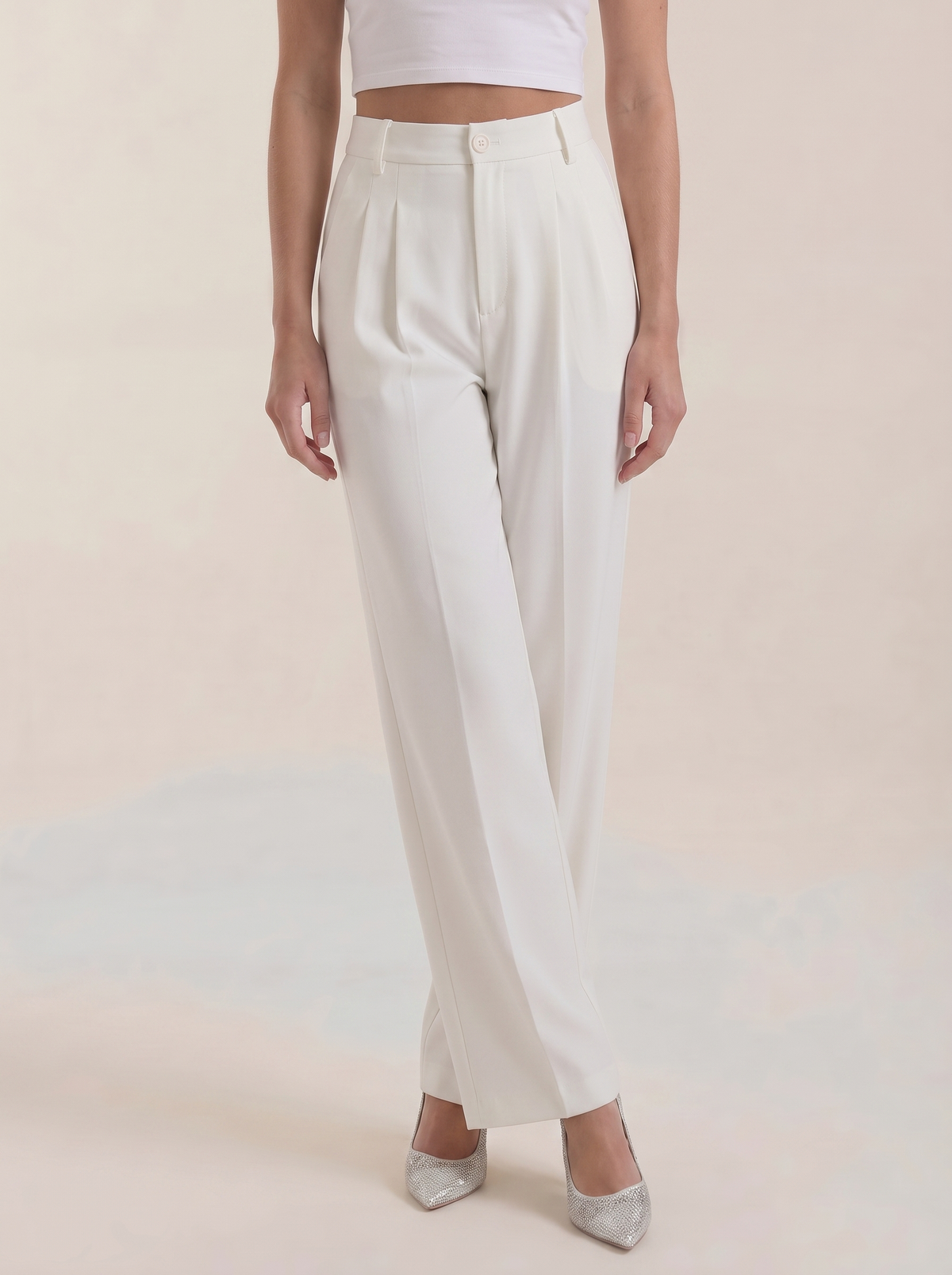 Rebecca Pantalon Taille Haute En Tissu