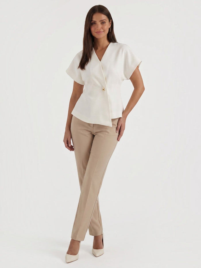 Amy Blazer Haut À Effet Portefeuille Asymétrique