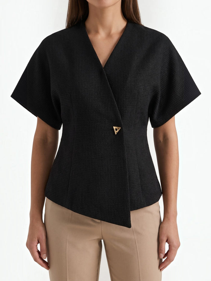 Amy Blazer Haut À Effet Portefeuille Asymétrique