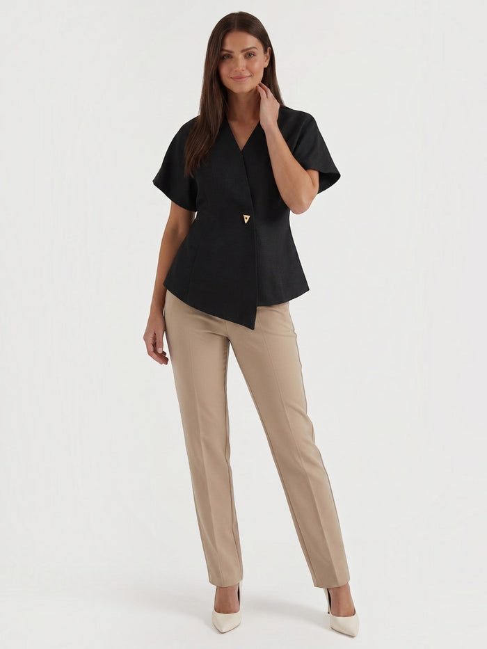 Amy Blazer Haut À Effet Portefeuille Asymétrique