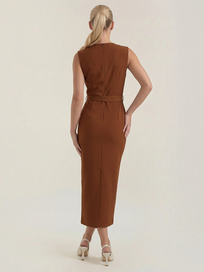 Arlene Robe Midi À Boutons Dorés