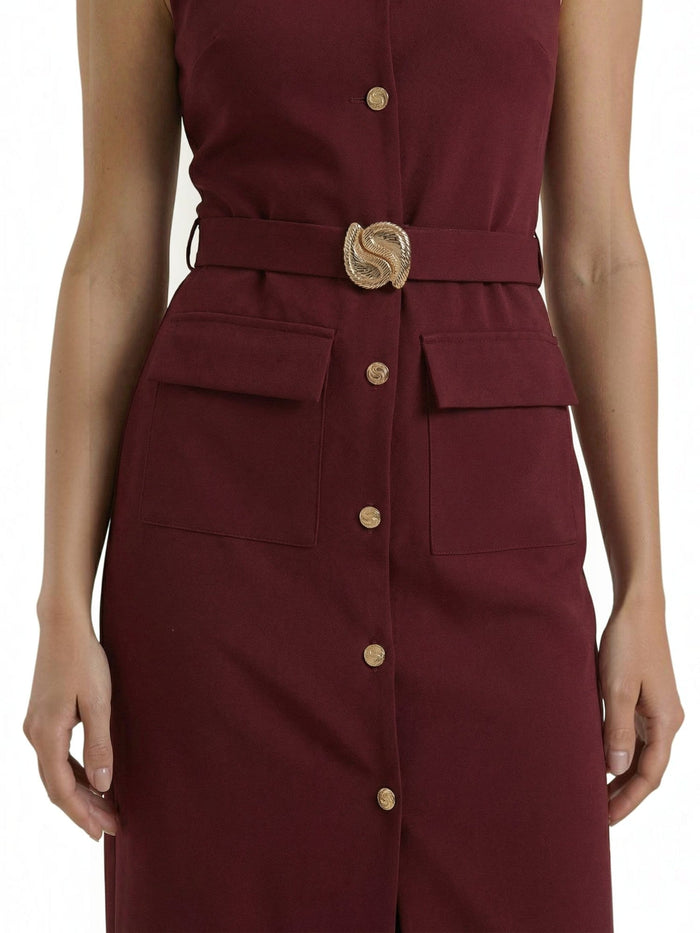 Arlene Robe Midi À Boutons Dorés