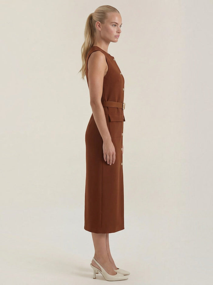 Arlene Robe Midi À Boutons Dorés