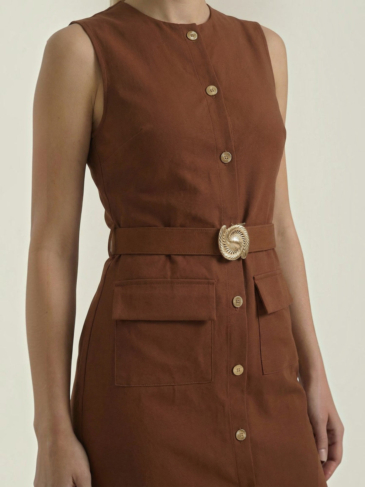 Arlene Robe Midi À Boutons Dorés