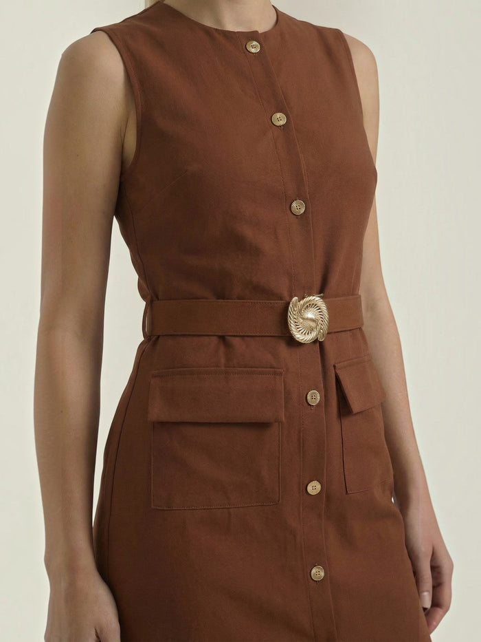 Arlene Robe Midi À Boutons Dorés