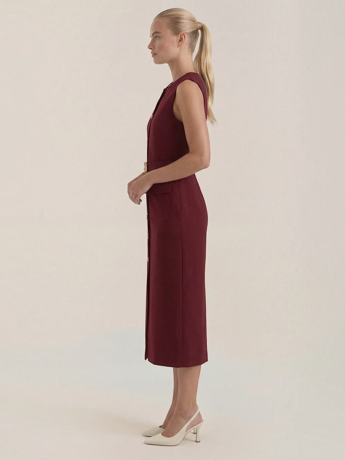 Arlene Robe Midi À Boutons Dorés