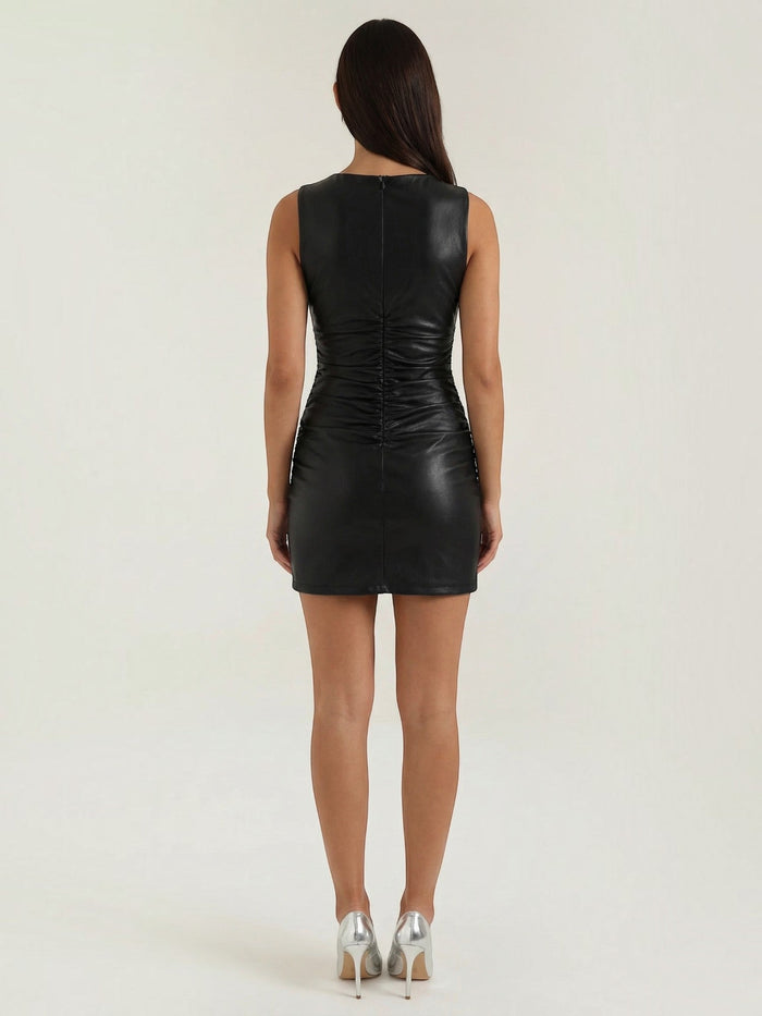 Bernice Robe Courte Effet Cuir Brillant