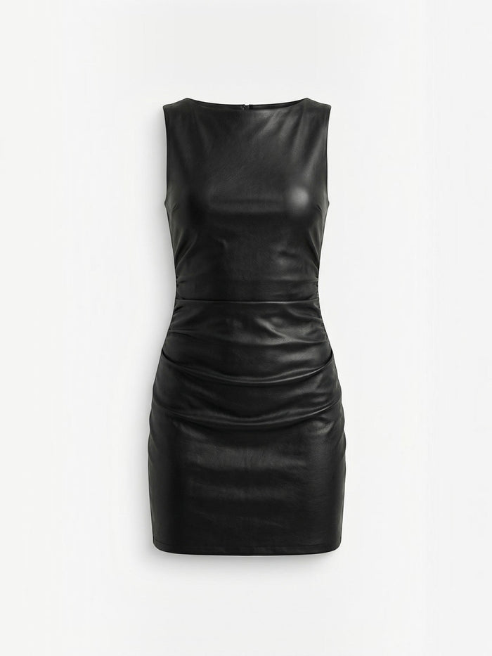 Bernice Robe Courte Effet Cuir Brillant