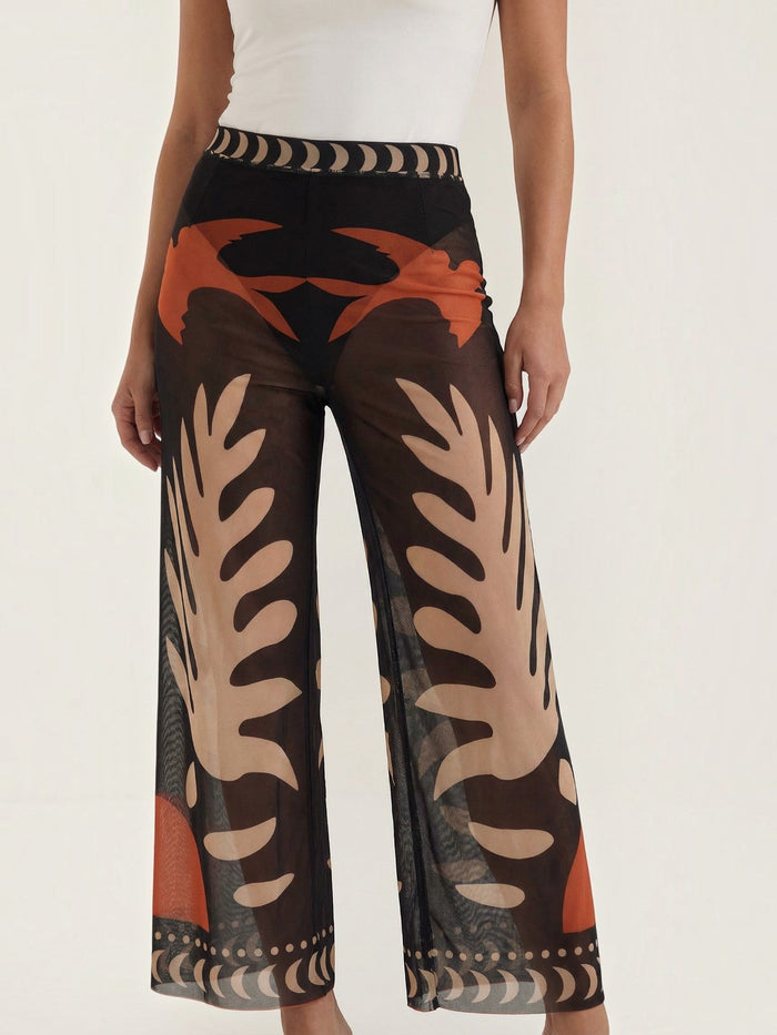 Beth Pantalon En Tulle Imprimé Tropical