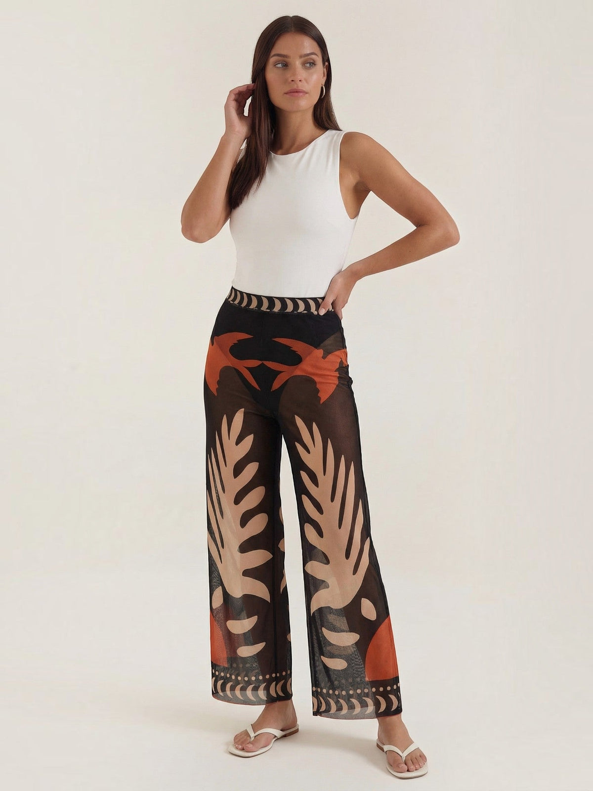 Beth Pantalon En Tulle Imprimé Tropical