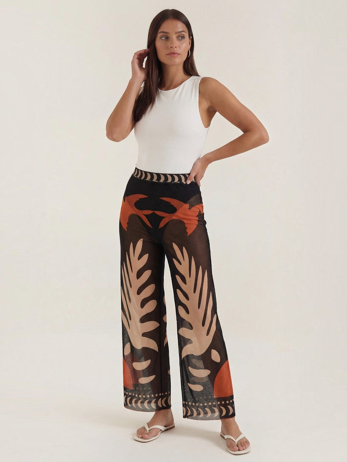 Beth Pantalon En Tulle Imprimé Tropical