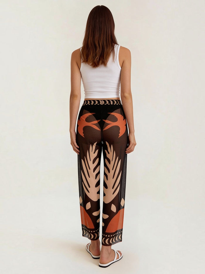 Beth Pantalon En Tulle Imprimé Tropical