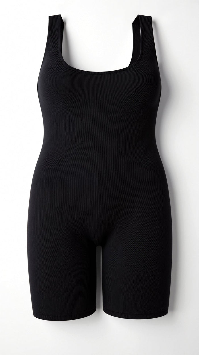 Body short côtelé à encolure carrée