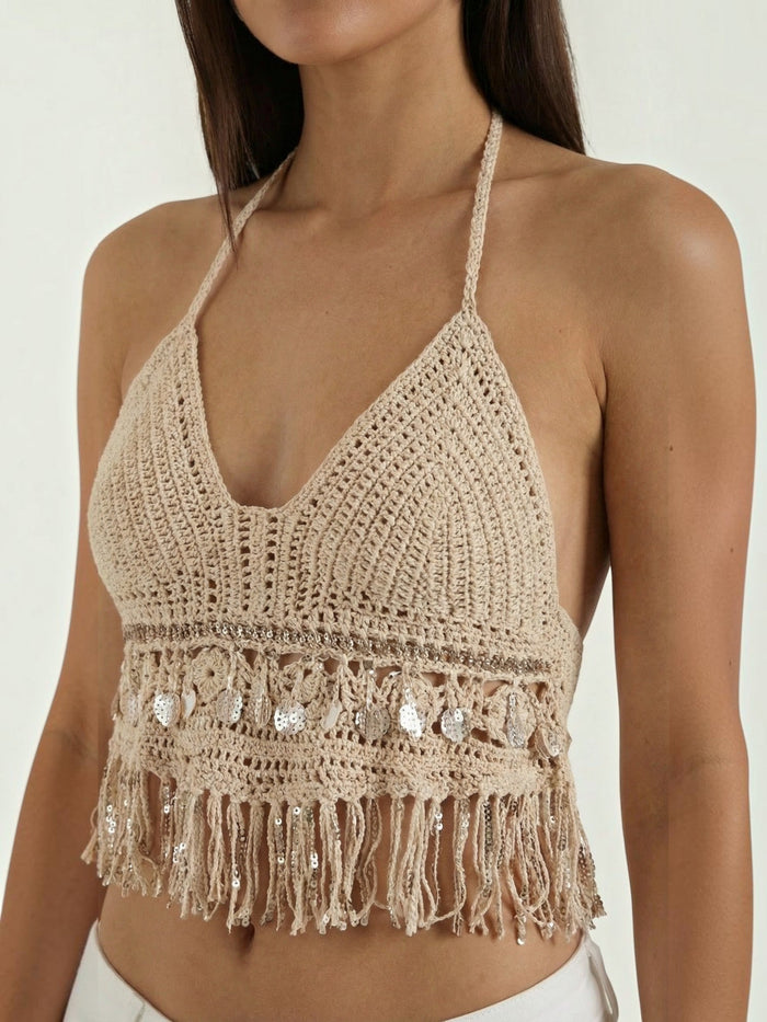 Brandy Top Crochet À Profond Décolleté En V