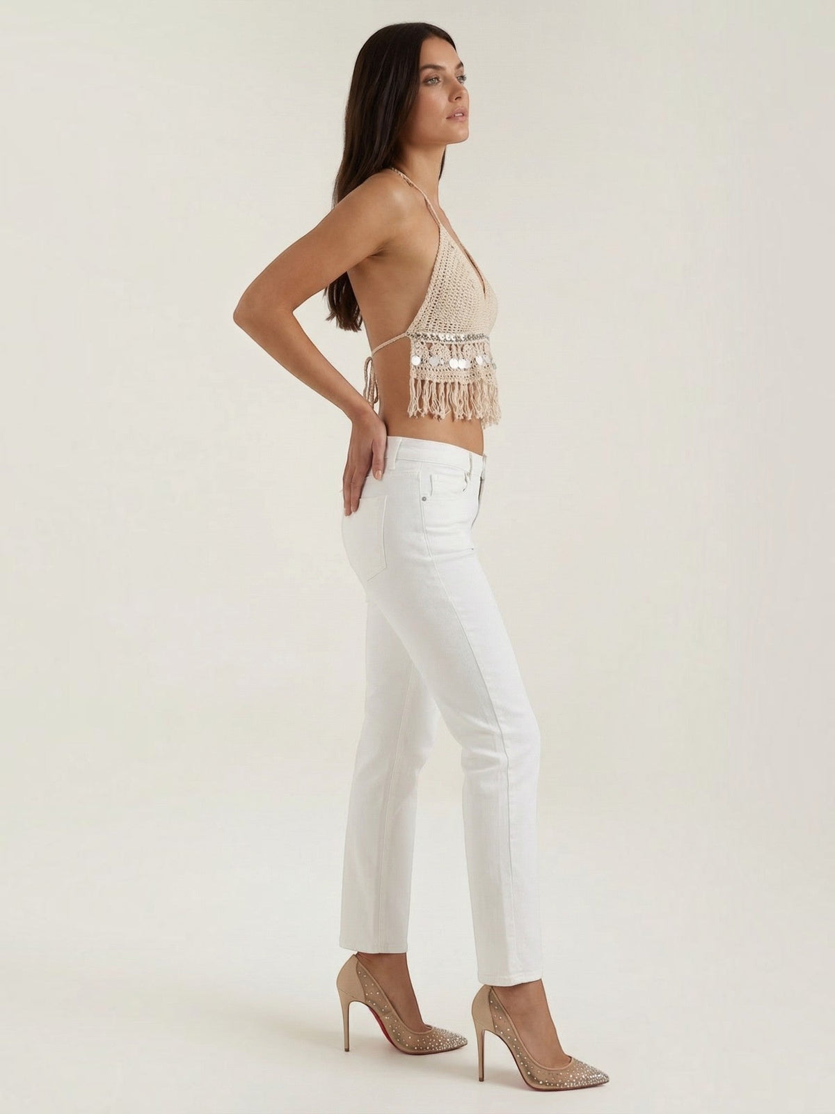 Brandy Top Crochet À Profond Décolleté En V