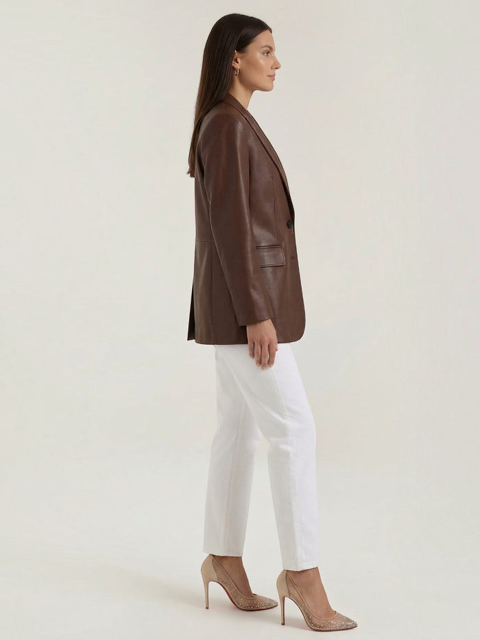 Catherine Blazer Oversize Effet Cuir
