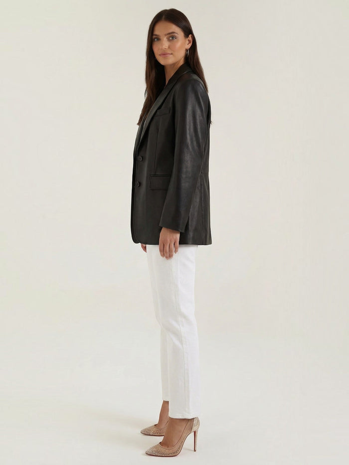 Catherine Blazer Oversize Effet Cuir