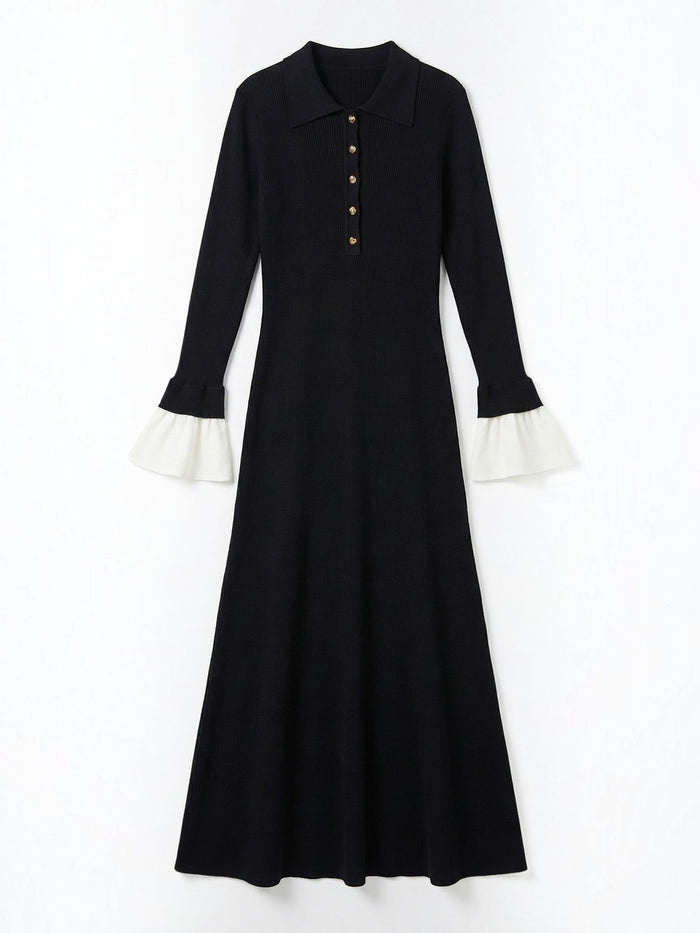 Charlotte Robe Longue En Maille À Col Polo