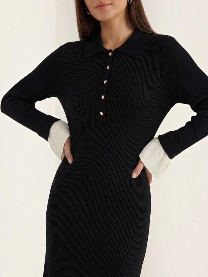 Charlotte Robe Longue En Maille À Col Polo